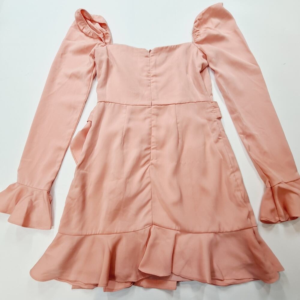MORE TO COME Khloe Ruffle Sleeve Mini Dress in Blush XS - Picture 11 of 14